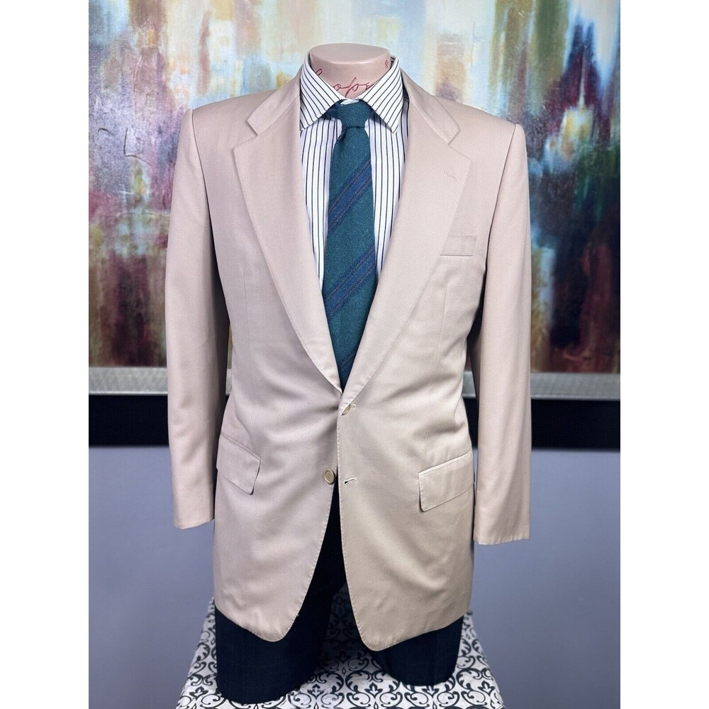 Custom Hand Made Khaki Blazer 42R Made In Italy